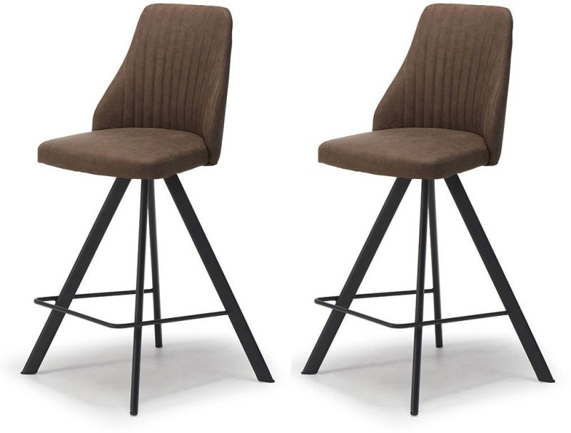 Pair of Austin Counter Stools (Brown Faux Leather) by Kesterport Pair of Austin Counter Stools (Brown Faux Leather) by Kesterport
