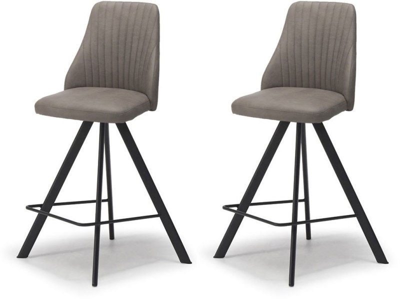 Pair of Austin Counter Stools (Light Grey Faux Leather) by Kesterport Pair of Austin Counter Stools (Light Grey Faux Leather) by Kesterport