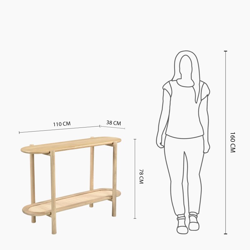 Jonita Rattan Console Table - Belgica Furniture