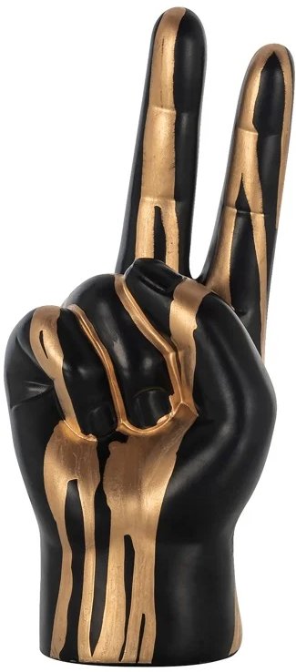 Decorative object hand peace (Black/gold) Decorative object hand peace (Black/gold)