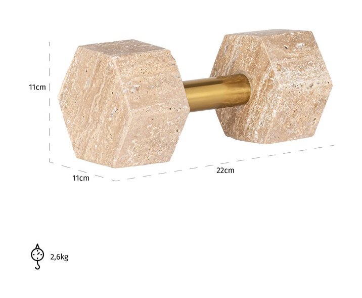 Deco object Dumble beige / shiny brass (Beige) Deco object Dumble beige / shiny brass (Beige)