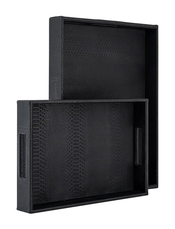 Tray Blane black croco set of 2 (Black) Tray Blane black croco set of 2 (Black)