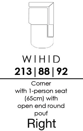 Skandia Corner with 1 Person Seat (65cm) with Open End Round Pouf- Right - (HJXR65H) Skandia Corner with 1 Person Seat (65cm) with Open End Round Pouf- Right - (HJXR65H)