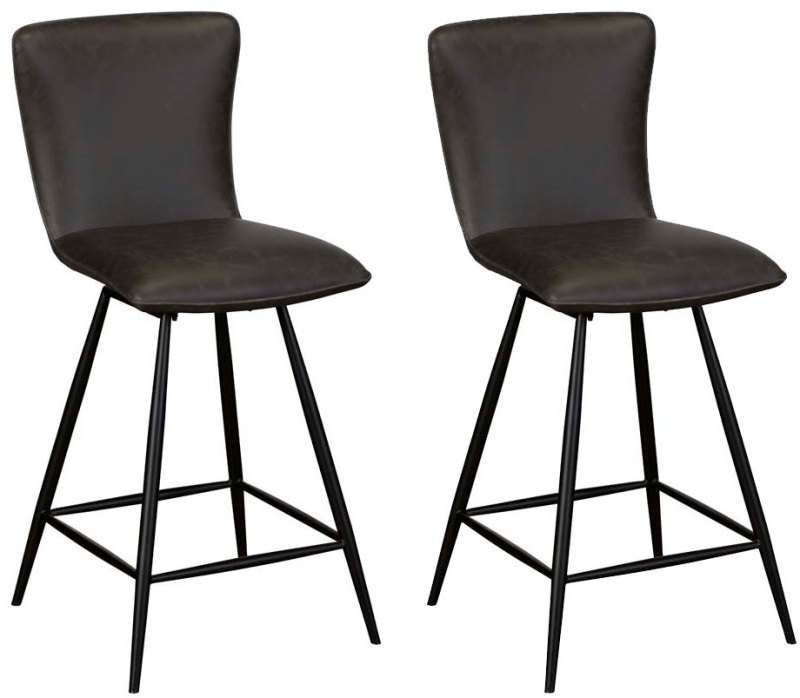 Pair of Isla Swivel Bar Stools (Dark Grey Distressed PU) Pair of Isla Swivel Bar Stools (Dark Grey Distressed PU)