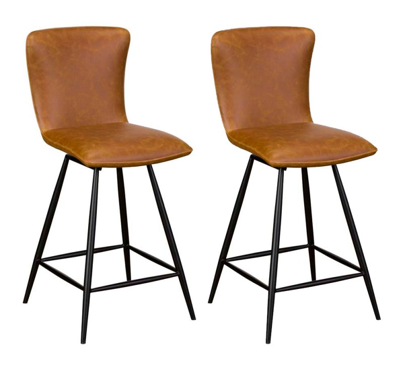 Pair of Isla Swivel Bar Stools (Tan Distressed PU) Pair of Isla Swivel Bar Stools (Tan Distressed PU)
