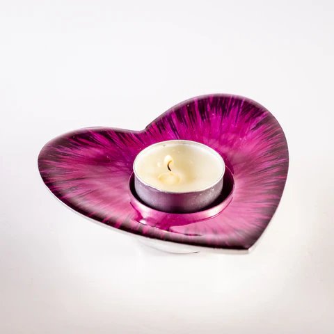 Brushed Pink Heart T-light Holder 11cm Brushed Pink Heart T-light Holder 11cm