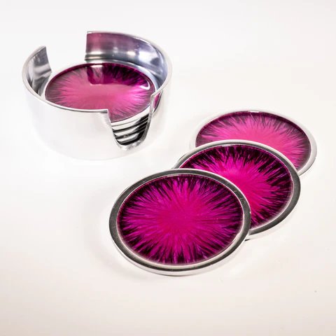 Brushed Pink Coasters Set of 6 Brushed Pink Coasters Set of 6