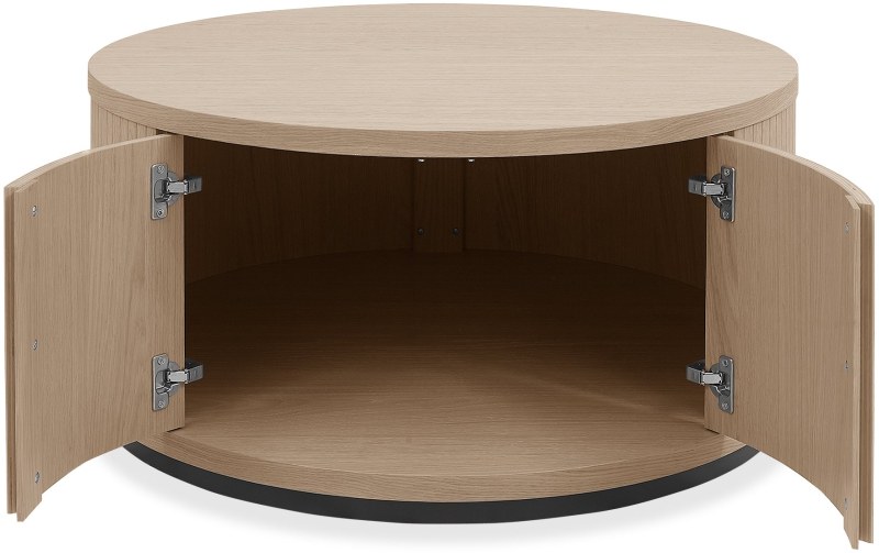 Luma Scandi Oak & Peppercorn Round Storage Coffee Table Luma Scandi Oak & Peppercorn Round Storage Coffee Table