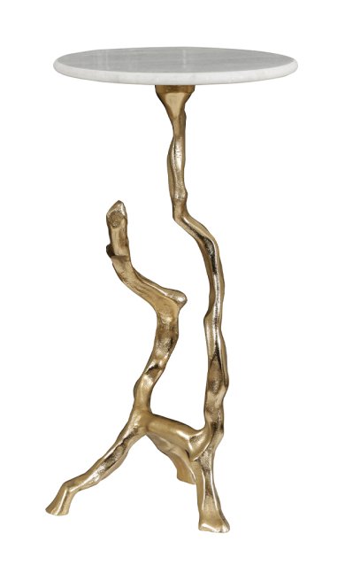 55cm Gold Metal Accent Table with White Marble Top 55cm Gold Metal Accent Table with White Marble Top