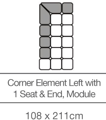 Kingsley Corner Element with 1 Seat and End - Left - Module (108 cm x 211cm) by 3C Candy Kingsley Corner Element with 1 Seat and End - Left - Module (108 cm x 211cm) by 3C Candy