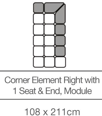 Kingsley Corner Element with 1 Seat and End - Right - Module (108 cm x 211cm) by 3C Candy Kingsley Corner Element with 1 Seat and End - Right - Module (108 cm x 211cm) by 3C Candy