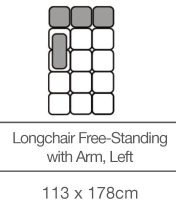 Kingsley Free-Standing Longchair with Armrest Left (113cm x 178cm) by 3C Candy Kingsley Free-Standing Longchair with Armrest Left (113cm x 178cm) by 3C Candy