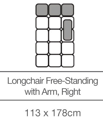 Kingsley Free-Standing Longchair with Armrest Right (113cm x 178cm) by 3C Candy Kingsley Free-Standing Longchair with Armrest Right (113cm x 178cm) by 3C Candy