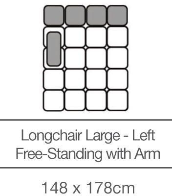 Kingsley Free-Standing Longchair Large with Armrest Left (148cm x 178cm) by 3C Candy Kingsley Free-Standing Longchair Large with Armrest Left (148cm x 178cm) by 3C Candy