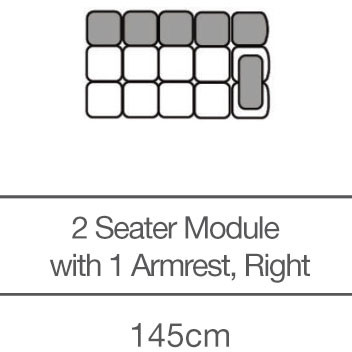 Kingsley 2 Seater Module with Armrest - Right (145cm) by 3C Candy Kingsley 2 Seater Module with Armrest - Right (145cm) by 3C Candy