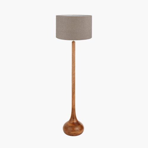 Toma Oiled Wood Tall Neck Floor Lamp With Edward Shade Toma Oiled Wood Tall Neck Floor Lamp With Edward Shade