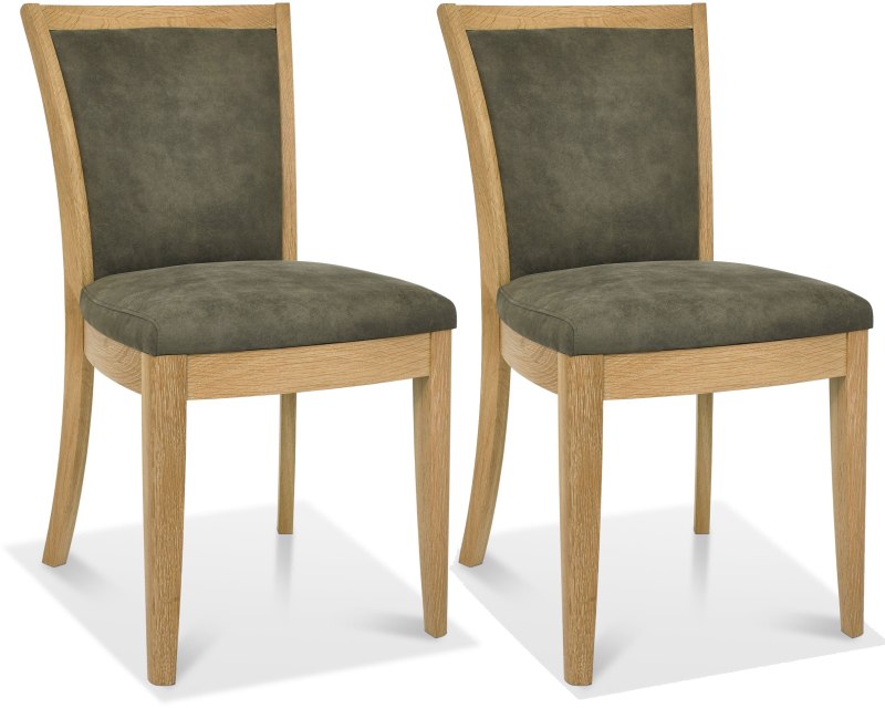 Pair of Chester Oak Upholstered Dining Chairs - Mocha Fabric by Bentley Designs Pair of Chester Oak Upholstered Dining Chairs - Mocha Fabric by Bentley Designs