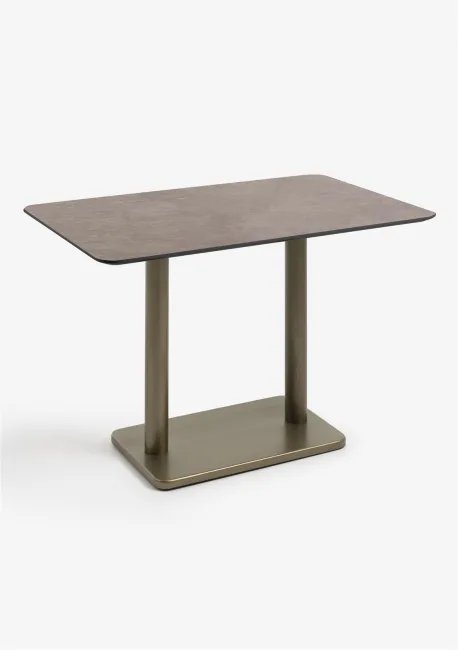 Brest 120 x 75cm Bistro Table (77cm High) - Stone Rust Top & Gold Frame - by Habufa Brest 120 x 75cm Bistro Table (77cm High) - Stone Rust Top & Gold Frame - by Habufa