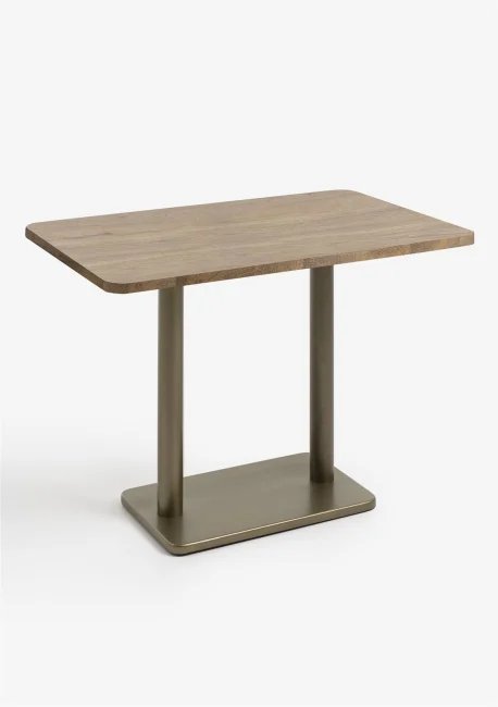 Brest 120 x 75cm Bar Table (92cm High) - Vintage Oak Natural Top & Gold Frame by Habufa Brest 120 x 75cm Bar Table (92cm High) - Vintage Oak Natural Top & Gold Frame by Habufa