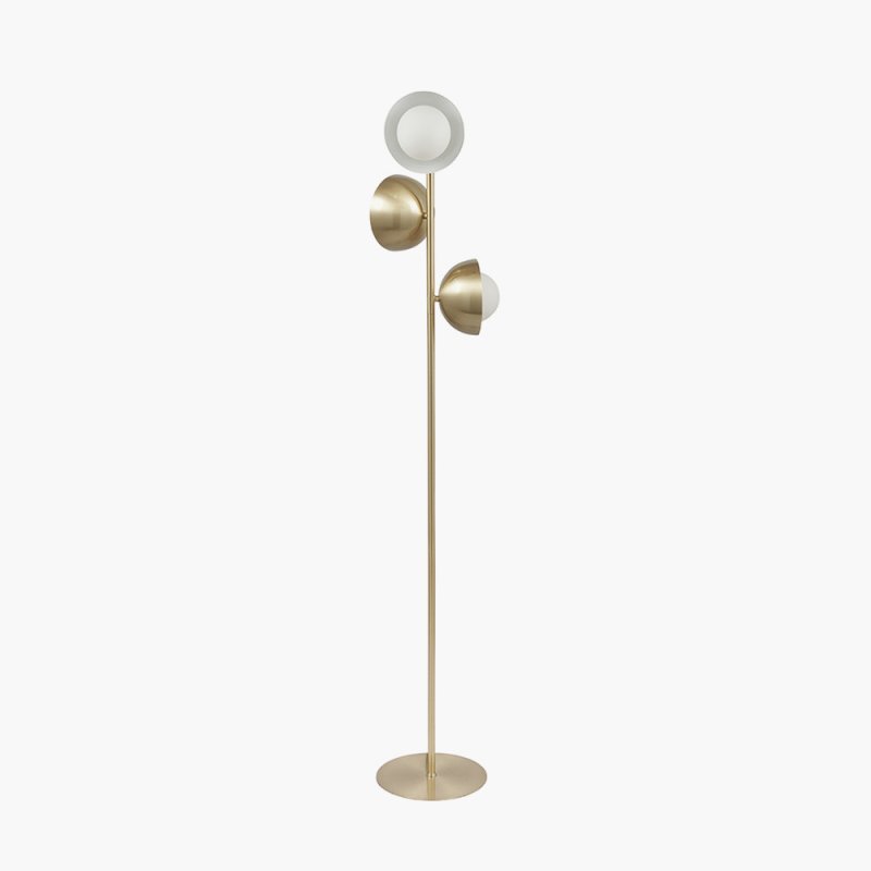 Brushed Brass Metal and White Orb Dome Floor Lamp Brushed Brass Metal and White Orb Dome Floor Lamp