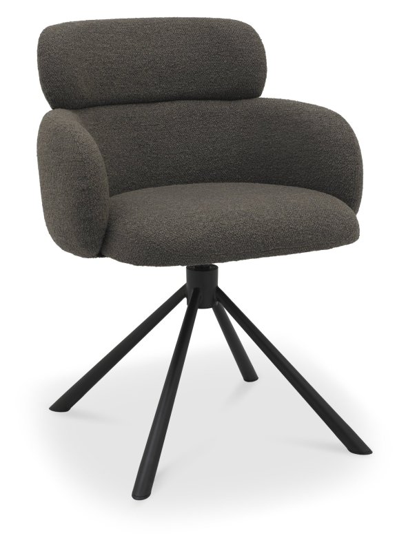 Hugo Swivel Dining Chair (Brown Boucle Fabric) by Bentley Designs Hugo Swivel Dining Chair (Brown Boucle Fabric) by Bentley Designs
