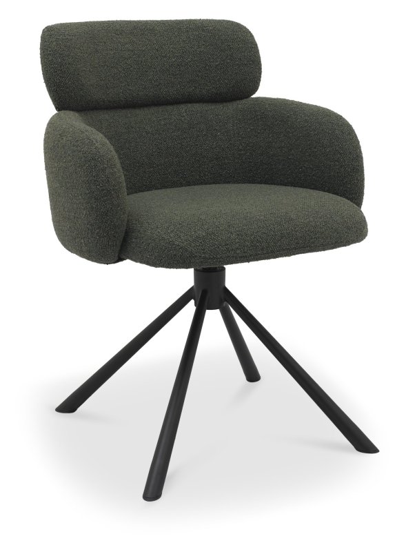 Hugo Swivel Dining Chair (Green Boucle Fabric) by Bentley Designs Hugo Swivel Dining Chair (Green Boucle Fabric) by Bentley Designs
