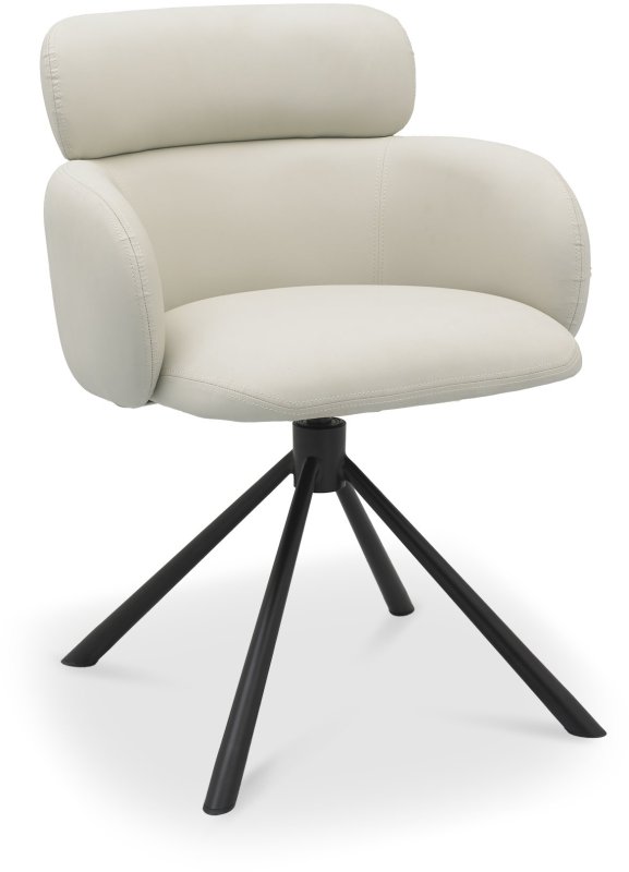 Hugo Swivel Dining Chair (Ivory Faux Leather) by Bentley Designs Hugo Swivel Dining Chair (Ivory Faux Leather) by Bentley Designs