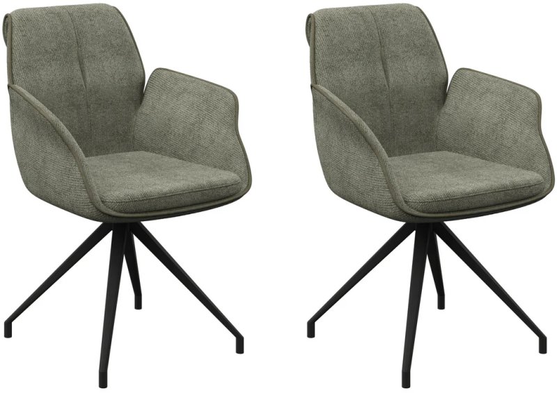 Pair of Catania Swivel Dining Armchairs (Green) Pair of Catania Swivel Dining Armchairs (Green)