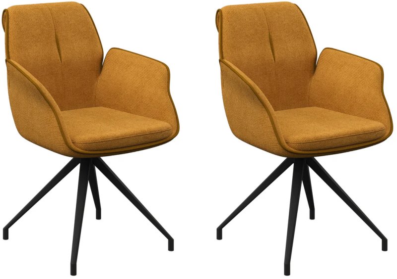 Pair of Catania Swivel Dining Armchairs (Mustard) Pair of Catania Swivel Dining Armchairs (Mustard)