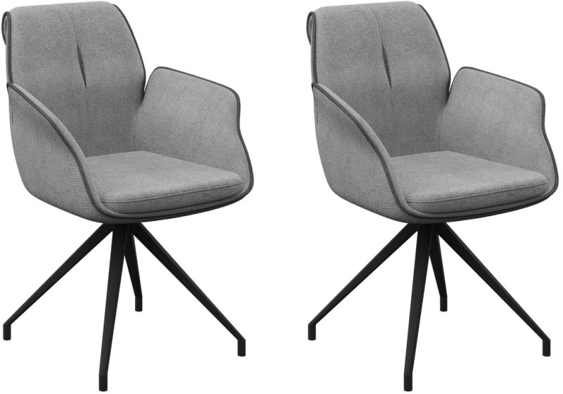 Pair of Catania Swivel Dining Armchairs (Grey) Pair of Catania Swivel Dining Armchairs (Grey)