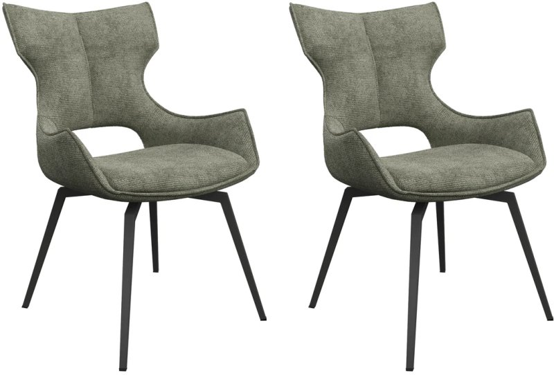 Pair of Raphael Swivel Dining Chairs (Green) Pair of Raphael Swivel Dining Chairs (Green)