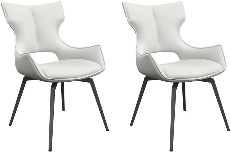 Pair of Raphael Swivel Dining Chairs (White Faux Leather) Pair of Raphael Swivel Dining Chairs (White Faux Leather)