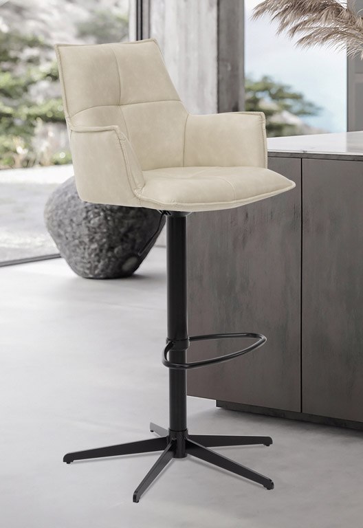 Joseph Swivel Bar Stool (Ivory PU Leather) Joseph Swivel Bar Stool (Ivory PU Leather)