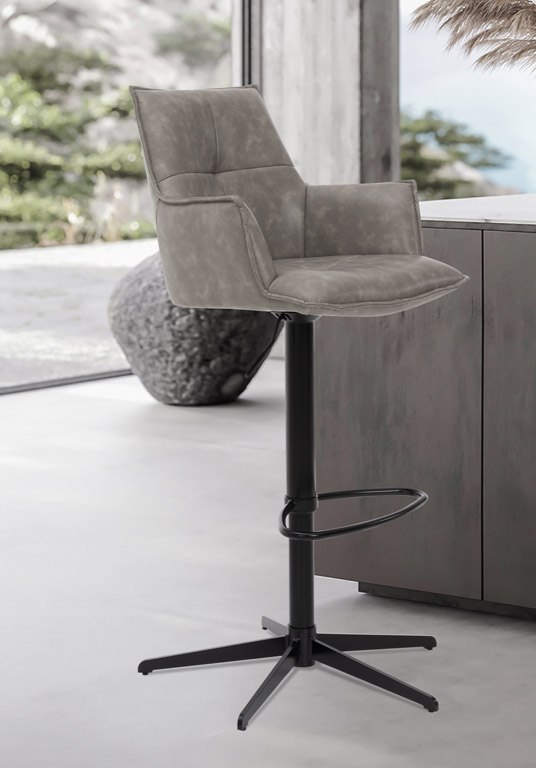 Joseph Swivel Bar Stool (Silver PU Leather) Joseph Swivel Bar Stool (Silver PU Leather)