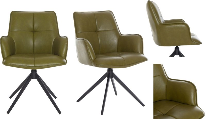 Joseph Swivel Dining Chair (Green PU Leather) - Belgica Furniture