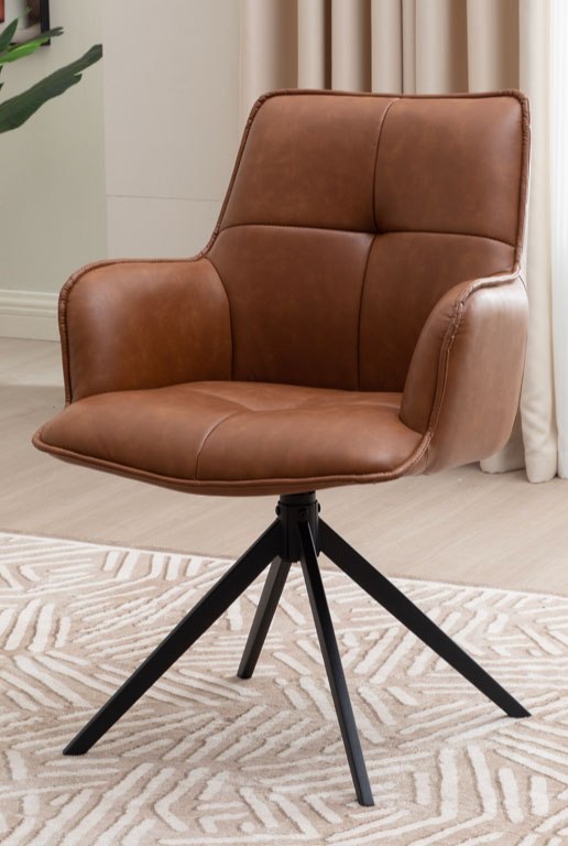 Joseph Swivel Dining Chair (Tan PU Leather) Joseph Swivel Dining Chair (Tan PU Leather)