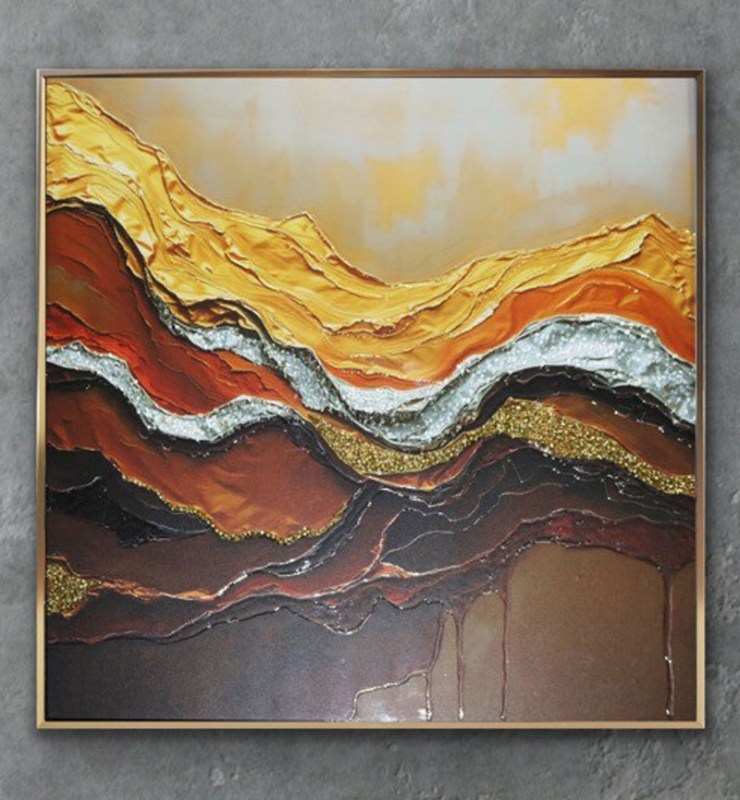 Golden Waves In Abstract 90 x 90cm Golden Waves In Abstract 90 x 90cm
