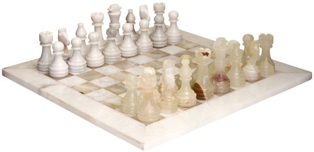Flos Carved White Marble And Green Onyx Chess Set Flos Carved White Marble And Green Onyx Chess Set