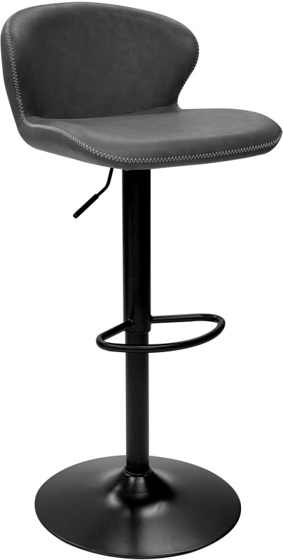 Rosano Gas-Lift Bar Stool (Dark Grey Faux Leather & Black Base) by Bentley Designs Rosano Gas-Lift Bar Stool (Dark Grey Faux Leather & Black Base) by Bentley Designs
