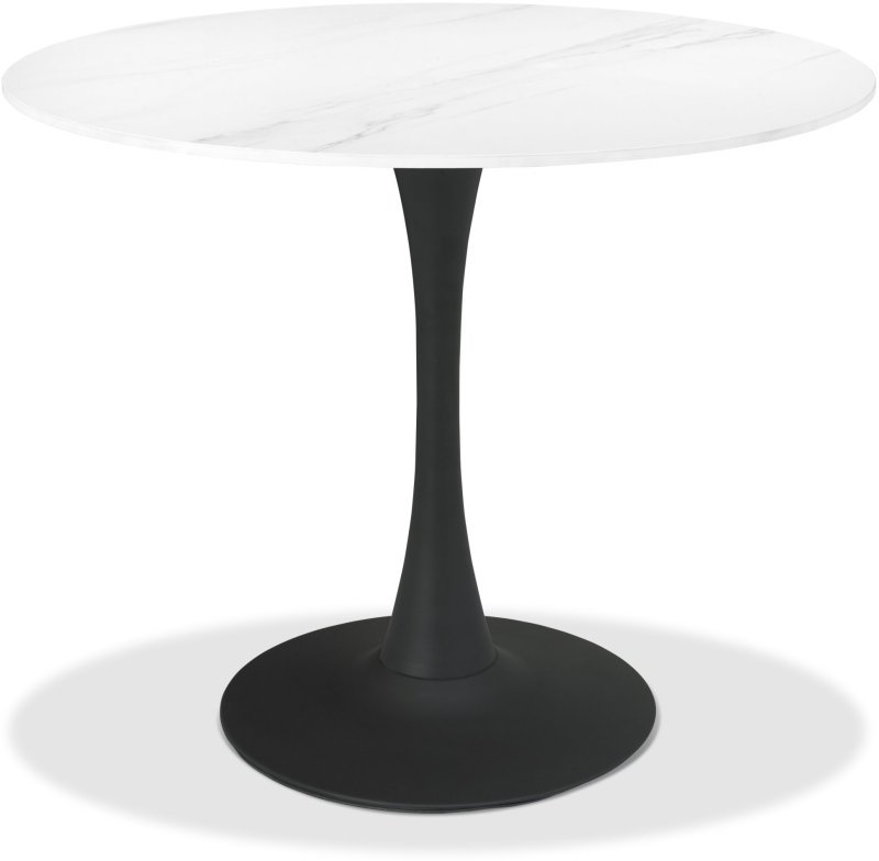 Greyson 90 x 90cm Round Bistro Table (White Sintered Stone Top) by Bentley Designs Greyson 90 x 90cm Round Bistro Table (White Sintered Stone Top) by Bentley Designs