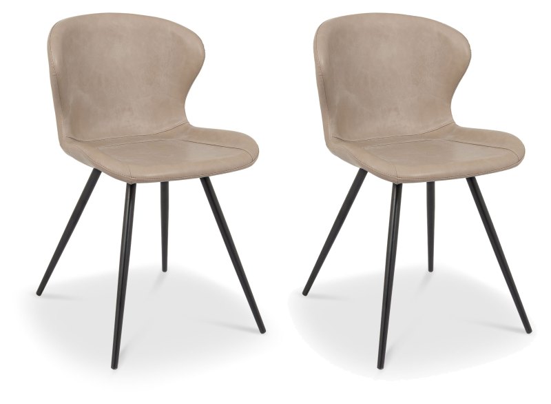 Pair of Milo Dining Chairs (Stone Faux Leather) by Bentley Designs Pair of Milo Dining Chairs (Stone Faux Leather) by Bentley Designs