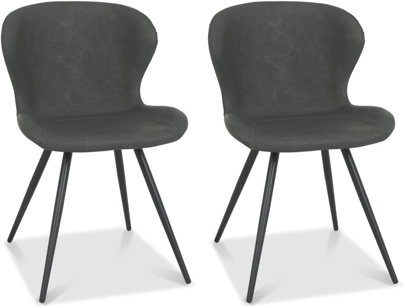 Pair of Milo Dining Chairs (Dark Grey Faux Leather) by Bentley Designs Pair of Milo Dining Chairs (Dark Grey Faux Leather) by Bentley Designs