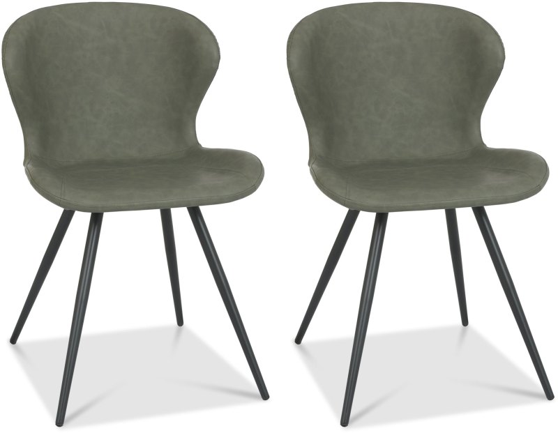 Pair of Milo Dining Chairs (Olive Faux Leather) by Bentley Designs Pair of Milo Dining Chairs (Olive Faux Leather) by Bentley Designs