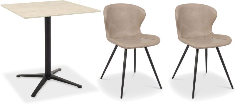 Dexter 70 x 70cm Bistro Table (Beige Sintered Stone Top) & Pair of Milo Chairs (Stone) Dexter 70 x 70cm Bistro Table (Beige Sintered Stone Top) & Pair of Milo Chairs (Stone)