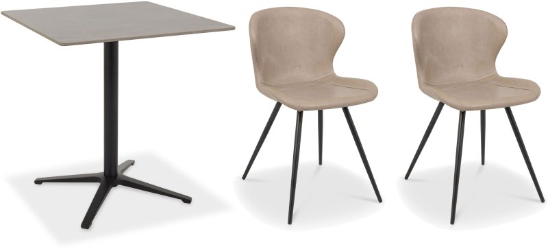 Dexter 70 x 70cm Bistro Table (Grey Sintered Stone Top) & Pair of Milo Chairs (Stone) Dexter 70 x 70cm Bistro Table (Grey Sintered Stone Top) & Pair of Milo Chairs (Stone)