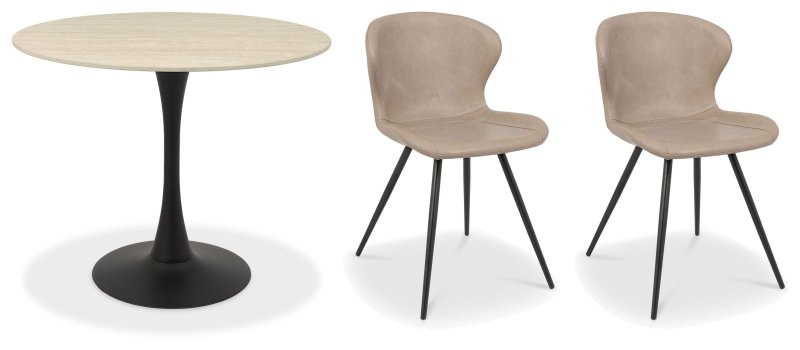 Greyson 90 x 90cm Bistro Table (Beige Sintered Stone Top) & Pair of Milo Chairs (Stone) Greyson 90 x 90cm Bistro Table (Beige Sintered Stone Top) & Pair of Milo Chairs (Stone)