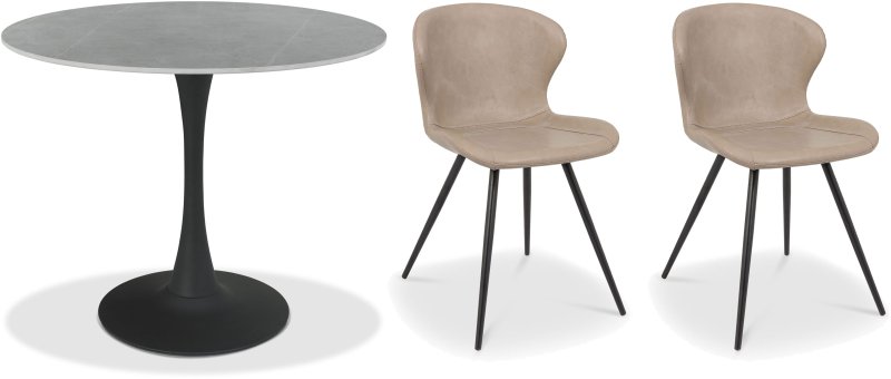 Greyson 90 x 90cm Bistro Table (Grey Sintered Stone Top) & Pair of Milo Chairs (Stone) Greyson 90 x 90cm Bistro Table (Grey Sintered Stone Top) & Pair of Milo Chairs (Stone)