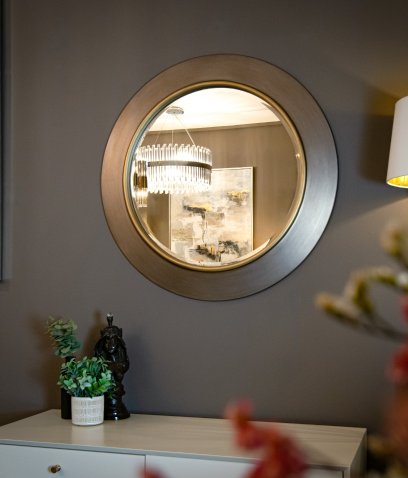 Guido Brushed Gunmetal Finish Mirror Guido Brushed Gunmetal Finish Mirror