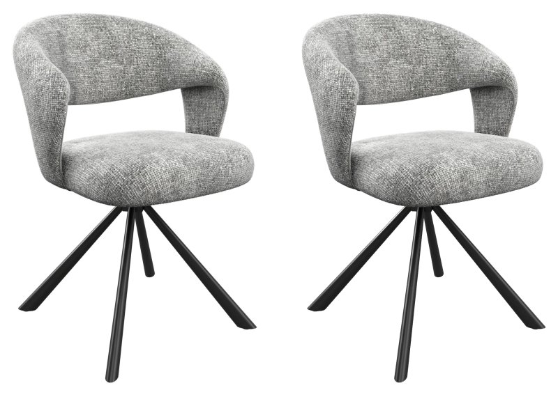 Pair of Lazzaro Swivel Dining Chairs (Grey Fabric) Pair of Lazzaro Swivel Dining Chairs (Grey Fabric)