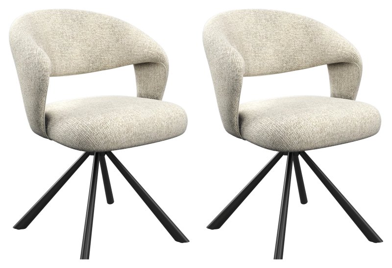 Pair of Lazzaro Swivel Dining Chairs (Champagne Fabric) Pair of Lazzaro Swivel Dining Chairs (Champagne Fabric)
